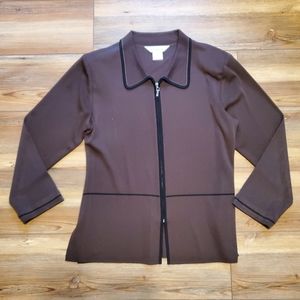 Misook Jacket Womens S Brown Black Zip Blazer